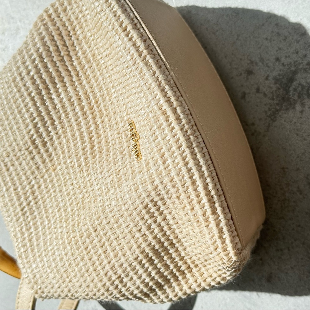 Cult Gaia Beige Woven Handbag with Bamboo Handle - Picture 5 of 9